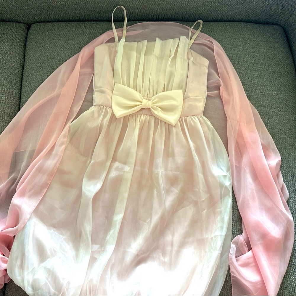 Pink Chiffon Dress with Bow